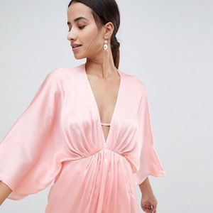 ASOS Kimono dress midi plunge satin